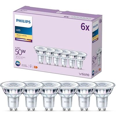 Philips Lighting set van 6 led-lampen, GU10, 50 W, warm wit Philips Lighting set van 6 led-lampen, GU10, 50 W, warm wit