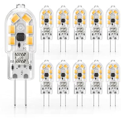 Cxyemt Ledlampen, G4, 2 W, komt overeen met 20 W halogeenlicht, warm wit licht, 3000 K, AC/DC 12 V, energiebesparende lamp, niet dimbaar, flikkervrij, 10 stuks Cxyemt Ledlampen, G4, 2 W, komt overeen met 20 W halogeenlicht, warm wit licht, 3000 K, AC/DC 12 V, energiebesparende lamp, niet dimbaar, flikkervrij, 10 stuks