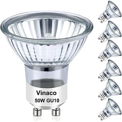 Vinaco Set van 6 halogeenlampen GU10 120V 50W dimbaar MR16 GU10 met lange levensduur, GU10+C voor inbouw- en inbouwverlichting, GU10-fitting, 50 W MR16/FL/GU10, warm wit Vinaco Set van 6 halogeenlampen GU10 120V 50W dimbaar MR16 GU10 met lange levensduur, GU10+C voor inbouw- en inbouwverlichting, GU10-fitting, 50 W MR16/FL/GU10, warm wit