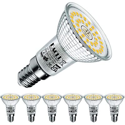 EACLL Set van 6 E14 ledlampen, neutraal wit, 6,5 W, vervangt 100 W R50 halogeen, 770 lumen, 4000 K, AC 230 V, flikkervrij, energiebesparende gloeilamp, hoek EACLL Set van 6 E14 ledlampen, neutraal wit, 6,5 W, vervangt 100 W R50 halogeen, 770 lumen, 4000 K, AC 230 V, flikkervrij, energiebesparende gloeilamp, hoek