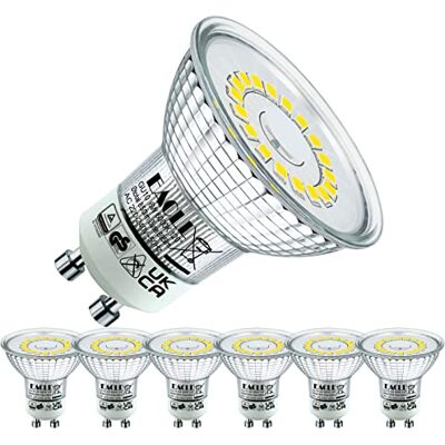 EACLL Ledlampen, GU10, koudwit, 6 W, komt overeen met halogeen, 90 W, 6 stuks, 6000 K, 695 lumen, niet dimbaar, verlichting zonder flikkeren, brede straal 120 graden, spot, AC 230 V, reflectorlamp EACLL Ledlampen, GU10, koudwit, 6 W, komt overeen met halogeen, 90 W, 6 stuks, 6000 K, 695 lumen, niet dimbaar, verlichting zonder flikkeren, brede straal 120 graden, spot, AC 230 V, reflectorlamp