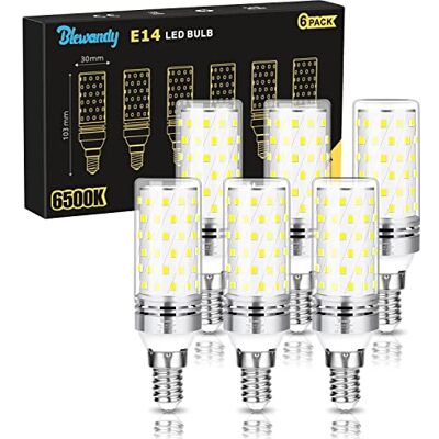 Blewandy Ledlamp, E14, koudwit, 6500 K, 12 W, komt overeen met halogeen, 100 W, 1200 lm, niet dimbaar, flikkervrij, 6 stuks Blewandy Ledlamp, E14, koudwit, 6500 K, 12 W, komt overeen met halogeen, 100 W, 1200 lm, niet dimbaar, flikkervrij, 6 stuks