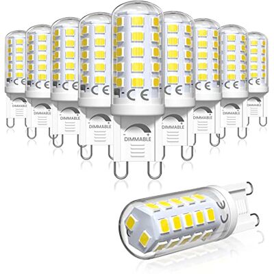 Bonlux 10 stuks G9 led-lampen, dimbaar, koud wit, 6000 K, 4 W, vervangt 40 W halogeenlampen, GU9-fitting, niet dimbaar, geen flikkeren, stralingshoek 360 graden, AC220-240 V Bonlux 10 stuks G9 led-lampen, dimbaar, koud wit, 6000 K, 4 W, vervangt 40 W halogeenlampen, GU9-fitting, niet dimbaar, geen flikkeren, stralingshoek 360 graden, AC220-240 V