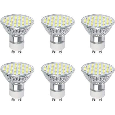 Vicloon Ledlamp, GU10, 6 stuks, 3 W, komt overeen met 30 W, halogeen, led-spot, koud wit, 6500 K, 300 lm, 120 graden brede straal Vicloon Ledlamp, GU10, 6 stuks, 3 W, komt overeen met 30 W, halogeen, led-spot, koud wit, 6500 K, 300 lm, 120 graden brede straal