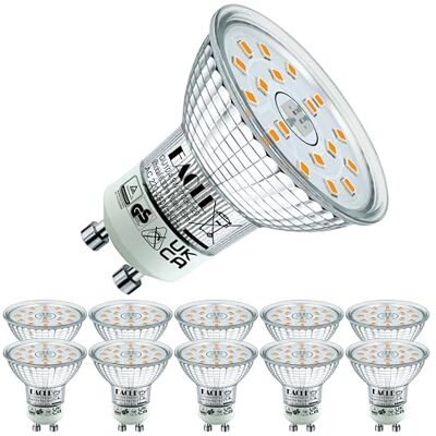 EACLL GU10 led-lamp, warmwit, 5 W, komt overeen met 55 W, halogeenlampen, 10 stuks, 2700 K, 425 lm, AC 230 V, geen flikkering, stralingshoek 120 graden, ledspots, niet dimbaar, reflectorlamp EACLL GU10 led-lamp, warmwit, 5 W, komt overeen met 55 W, halogeenlampen, 10 stuks, 2700 K, 425 lm, AC 230 V, geen flikkering, stralingshoek 120 graden, ledspots, niet dimbaar, reflectorlamp