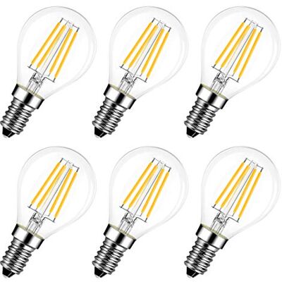 LVWIT Ledlamp, E14, 4 W, 470 lumen, komt overeen met 40 W, gloeilamp, retro, 2700 K, warm wit, niet dimbaar, 6 stuks LVWIT Ledlamp, E14, 4 W, 470 lumen, komt overeen met 40 W, gloeilamp, retro, 2700 K, warm wit, niet dimbaar, 6 stuks