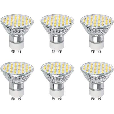 Vicloon Ledlampen, GU10, 6 stuks, 3 W, komt overeen met 30 W, halogeenlamp, led-spot, warm wit 2700 K, 300 lm, 120 graden brede straal Vicloon Ledlampen, GU10, 6 stuks, 3 W, komt overeen met 30 W, halogeenlamp, led-spot, warm wit 2700 K, 300 lm, 120 graden brede straal