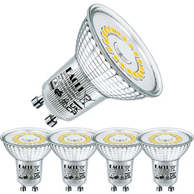 EACLL Ledlamp, GU10, neutraal wit, 4,8 W, vervangt halogeen 75 W, 4 stuks, 585 lumen, 4000 K, niet dimbaar, schijnwerper zonder flikkeren, brede straal 120 graden, spot, AC 230 V, reflectorlamp EACLL Ledlamp, GU10, neutraal wit, 4,8 W, vervangt halogeen 75 W, 4 stuks, 585 lumen, 4000 K, niet dimbaar, schijnwerper zonder flikkeren, brede straal 120 graden, spot, AC 230 V, reflectorlamp