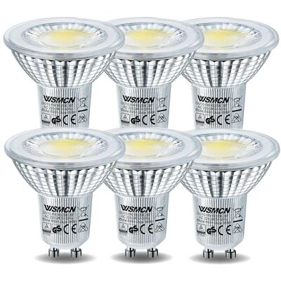 WSMCN Ledlamp, GU10, PAR16, koudwit, 6000 Kelvin, 6 W, komt overeen met 80 W, halogeenlamp, reflector, niet dimbaar, AC 230 V, led-spot, 690 lumen, stralingshoek 38 graden, 6 stuks WSMCN Ledlamp, GU10, PAR16, koudwit, 6000 Kelvin, 6 W, komt overeen met 80 W, halogeenlamp, reflector, niet dimbaar, AC 230 V, led-spot, 690 lumen, stralingshoek 38 graden, 6 stuks