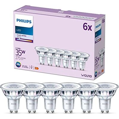 Philips Classic LED Spot GU10-35W Koelwit Licht 6 spots Philips Classic LED Spot GU10-35W Koelwit Licht 6 spots