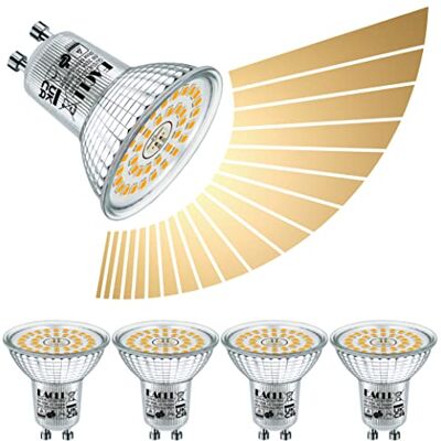 EACLL Set van 4 GU10 ledlampen, dimbaar, warmwit, 6 W, 3000 K, komt overeen met 80 W, halogeen, 585 lumen, energiebesparend, dimbaar, brede straling, 120 graden, reflectorlamp EACLL Set van 4 GU10 ledlampen, dimbaar, warmwit, 6 W, 3000 K, komt overeen met 80 W, halogeen, 585 lumen, energiebesparend, dimbaar, brede straling, 120 graden, reflectorlamp