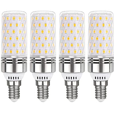 Akynite Ledlampen, E14, maar 12 W, koudwit, 6000 K, 1450 lm, komt overeen met halogeen 100 W, 360 graden, licht, AC 220 V, voor binnenverlichting, niet dimbaar, 4 stuks Akynite Ledlampen, E14, maar 12 W, koudwit, 6000 K, 1450 lm, komt overeen met halogeen 100 W, 360 graden, licht, AC 220 V, voor binnenverlichting, niet dimbaar, 4 stuks