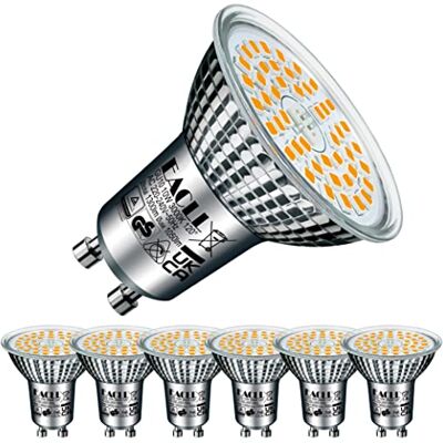 EACLL │ GU10 │ Warm witte LED lamp 10 W vervangt halogeenlampen van 140 W │ Set van 6 stuks │ 1050 Lumen 3000 K, geen flikkering, AC 230 V, stralingshoek van 120 graden, niet dimbaar │ Energieklasse E EACLL │ GU10 │ Warm witte LED lamp 10 W vervangt halogeenlampen van 140 W │ Set van 6 stuks │ 1050 Lumen 3000 K, geen flikkering, AC 230 V, stralingshoek van 120 graden, niet dimbaar │ Energieklasse E