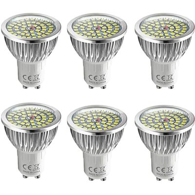WULUN 6 x GU10 ledlampen, 6 W, super helder, koudwit, 6000 K, komt overeen met 60 W, 550 lm, AC 85 V-265 V, energiebesparend WULUN 6 x GU10 ledlampen, 6 W, super helder, koudwit, 6000 K, komt overeen met 60 W, 550 lm, AC 85 V-265 V, energiebesparend