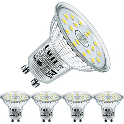 EACLL Ledlampen, GU10, koudwit, 6400 K, 6,5 W, komt overeen met halogeen, 100 W, 4 stuks, 735 lm, niet dimbaar, verlichting zonder flikkeren, brede straal 120 graden, spot, AC 230 V, korter, reflectorlamp EACLL Ledlampen, GU10, koudwit, 6400 K, 6,5 W, komt overeen met halogeen, 100 W, 4 stuks, 735 lm, niet dimbaar, verlichting zonder flikkeren, brede straal 120 graden, spot, AC 230 V, korter, reflectorlamp