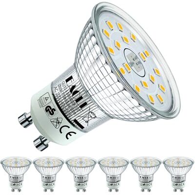 EACLL Ledlamp, GU10, neutraal wit, 4,9 W, vervangt halogeen, 75 W, 6 stuks, 585 lumen, 4000 K, niet dimbaar, schijnwerper zonder flikkeren, brede straal 120 graden, spot, AC 230 V, reflectorlamp EACLL Ledlamp, GU10, neutraal wit, 4,9 W, vervangt halogeen, 75 W, 6 stuks, 585 lumen, 4000 K, niet dimbaar, schijnwerper zonder flikkeren, brede straal 120 graden, spot, AC 230 V, reflectorlamp