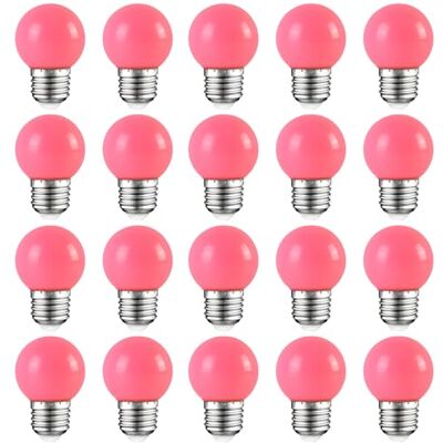HUAMu 20 stuks Edison E27 2W G45 gloeilamp decoratieve lamp voor Halloween, Kerstmis, vakantiedecoratie, feest, bruiloft, festival, roze HUAMu 20 stuks Edison E27 2W G45 gloeilamp decoratieve lamp voor Halloween, Kerstmis, vakantiedecoratie, feest, bruiloft, festival, roze