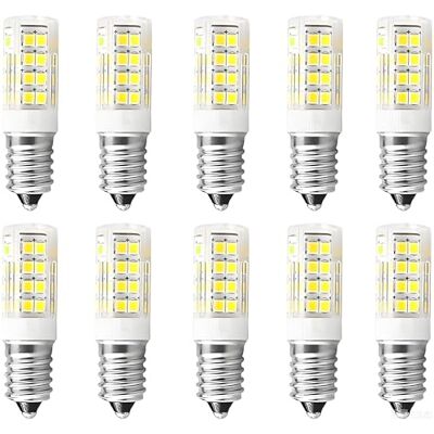 Jiotouhu 10 stuks E14 ledlampen, koudwit, 5 W, 6000 K, 550 lm, vervangt 50 W halogeenlampen, geen flikkeren, koelkastlamp, niet dimbaar Jiotouhu 10 stuks E14 ledlampen, koudwit, 5 W, 6000 K, 550 lm, vervangt 50 W halogeenlampen, geen flikkeren, koelkastlamp, niet dimbaar