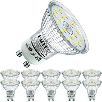EACLL GU10 led 6000 K koud wit 4,9 W vervangt 75 W halogeenlampen, 10 stuks. 585 lumen, spot AC 230 V zonder flikkeren, stralingshoek 120 graden, niet dimbare reflectorlampen EACLL GU10 led 6000 K koud wit 4,9 W vervangt 75 W halogeenlampen, 10 stuks. 585 lumen, spot AC 230 V zonder flikkeren, stralingshoek 120 graden, niet dimbare reflectorlampen
