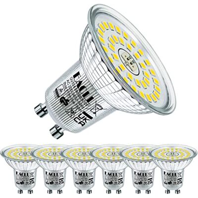 EACLL GU10 LED Lamp Daglicht Wit, 6.5W Gelijk aan 100W Halogeenlampen, 6-pack, 5000K 790lm AC 230V Geen Flikkering Energiezuinige Verlichting, Stralingshoek 120° Spots, Niet Dimbaar Korte Reflectorlamp EACLL GU10 LED Lamp Daglicht Wit, 6.5W Gelijk aan 100W Halogeenlampen, 6-pack, 5000K 790lm AC 230V Geen Flikkering Energiezuinige Verlichting, Stralingshoek 120° Spots, Niet Dimbaar Korte Reflectorlamp