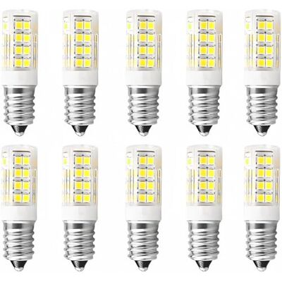 Jiotouhu 10 stuks E14 ledlampen, koudwit, 5 W, 6000 K, 550 lm, vervangt 50 W halogeenlampen, geen flikkeren, koelkastlamp, niet dimbaar Jiotouhu 10 stuks E14 ledlampen, koudwit, 5 W, 6000 K, 550 lm, vervangt 50 W halogeenlampen, geen flikkeren, koelkastlamp, niet dimbaar