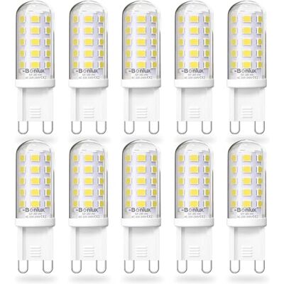Bonlux 10 stuks G9 led-lampen, koud wit, 6000 K, 4 W, vervangt 40 W halogeenlampen, GU9-fitting, niet dimbaar, geen flikkeren, stralingshoek 360 graden, AC220-240 V Bonlux 10 stuks G9 led-lampen, koud wit, 6000 K, 4 W, vervangt 40 W halogeenlampen, GU9-fitting, niet dimbaar, geen flikkeren, stralingshoek 360 graden, AC220-240 V