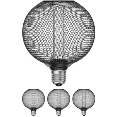 ledscom.de 4 x E27 ledlampen, zwarte metalen kooi, G120, zeer warm wit (1800 K), 4 W, 220 lm ledscom.de 4 x E27 ledlampen, zwarte metalen kooi, G120, zeer warm wit (1800 K), 4 W, 220 lm