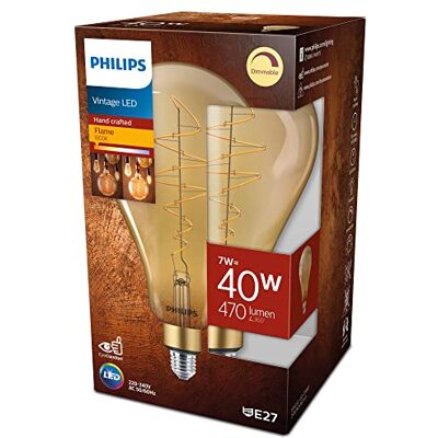 Philips Ledlamp Globe, warmwit licht, E27-60 W, goud, dimbaar, energiezuinig, decoratieve filamentlamp Philips Ledlamp Globe, warmwit licht, E27-60 W, goud, dimbaar, energiezuinig, decoratieve filamentlamp