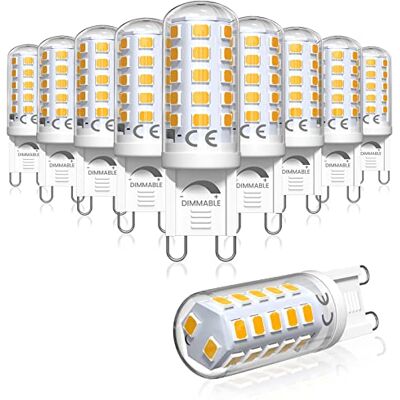 Bonlux 10 stuks G9 led-lampen, dimbaar, warm wit, 2700 K, 4 W, vervangt 40 W halogeenlampen, GU9-fitting, niet dimbaar, geen flikkeren, stralingshoek 360 graden, AC220-240 V Bonlux 10 stuks G9 led-lampen, dimbaar, warm wit, 2700 K, 4 W, vervangt 40 W halogeenlampen, GU9-fitting, niet dimbaar, geen flikkeren, stralingshoek 360 graden, AC220-240 V