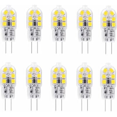 Jiotouhu 10 stuks mini-ledlampen, 220 V-240 V, AC G4, 2 W, koud wit, 6000 K, vervangt 20 W halogeenlampen, niet dimbaar (niet laagspanning 12 V) Jiotouhu 10 stuks mini-ledlampen, 220 V-240 V, AC G4, 2 W, koud wit, 6000 K, vervangt 20 W halogeenlampen, niet dimbaar (niet laagspanning 12 V)