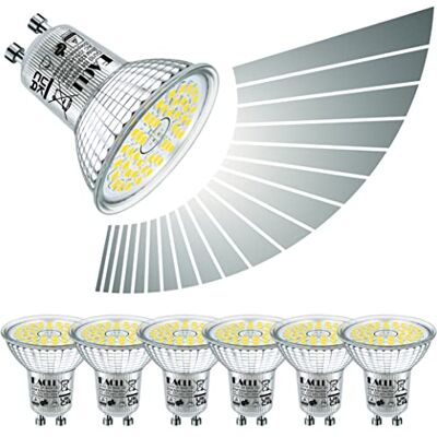 EACLL 6 x GU10 led-lampen, 6 W, koudwit, 6000 K, vervangt PAR16 halogeenlampen, 65 W, 620 lm, dimbaar, dimbaar, dimbaar, groothoek EACLL 6 x GU10 led-lampen, 6 W, koudwit, 6000 K, vervangt PAR16 halogeenlampen, 65 W, 620 lm, dimbaar, dimbaar, dimbaar, groothoek