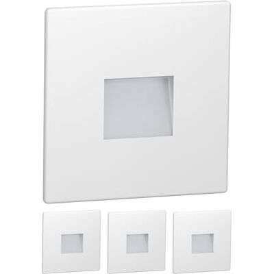 ledscom.de 4 stuks LED trapverlichting/wandinbouwlamp FOW voor binnen en buiten, downlight, rechthoekig, 85 x 85 mm, warm wit ledscom.de 4 stuks LED trapverlichting/wandinbouwlamp FOW voor binnen en buiten, downlight, rechthoekig, 85 x 85 mm, warm wit