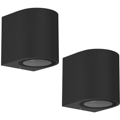 ledscom.de 2 stuks ALSE wandlamp voor buiten, IP54, downlight, mat zwart, rond, 1 x GU10 max. 35 W ledscom.de 2 stuks ALSE wandlamp voor buiten, IP54, downlight, mat zwart, rond, 1 x GU10 max. 35 W