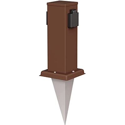 ledscom.de Polly Tuinstekkerzuil met grondpen voor buiten, IP44, 2-voudig, bruin, vierkant, 27 cm ledscom.de Polly Tuinstekkerzuil met grondpen voor buiten, IP44, 2-voudig, bruin, vierkant, 27 cm