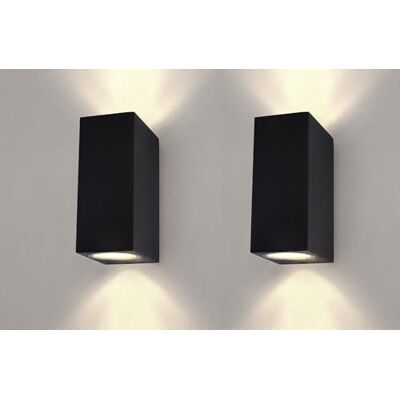 Ledvion 2 x dimbare led-wandlampen, GU10-fitting, IP54, up&down verlichting, zwart, buitenlamp, binnen/buiten verlichting Ledvion 2 x dimbare led-wandlampen, GU10-fitting, IP54, up&down verlichting, zwart, buitenlamp, binnen/buiten verlichting