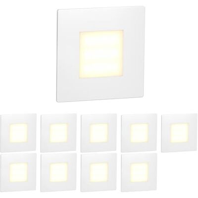 ledscom.de 10 stuks LED trapverlichting / FEX inbouwwandlamp voor binnen en buiten, vierkant, 85 x 85 mm, warm wit ledscom.de 10 stuks LED trapverlichting / FEX inbouwwandlamp voor binnen en buiten, vierkant, 85 x 85 mm, warm wit
