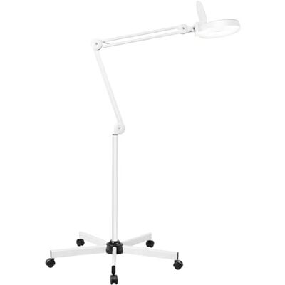 Babeenoo 24 W led-vergrootlamp, 8 x werklamp, cosmetica, rolbaar, op voet, voor schoonheidsstudio, met wielen en verstelbare armen voor borduursels, tandartsen, nagelprothesisten Babeenoo 24 W led-vergrootlamp, 8 x werklamp, cosmetica, rolbaar, op voet, voor schoonheidsstudio, met wielen en verstelbare armen voor borduursels, tandartsen, nagelprothesisten