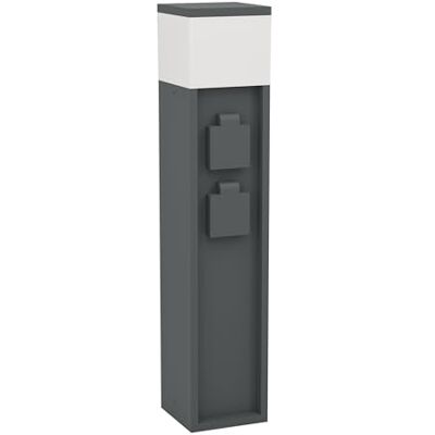 EGLO Stopcontactzuil met verlichting Park 5, verdeelbus voor ondergrondse kabel, buitenlamp, stroomverdeler met 2 stopcontacten, aluminium in antraciet, IP54 EGLO Stopcontactzuil met verlichting Park 5, verdeelbus voor ondergrondse kabel, buitenlamp, stroomverdeler met 2 stopcontacten, aluminium in antraciet, IP54