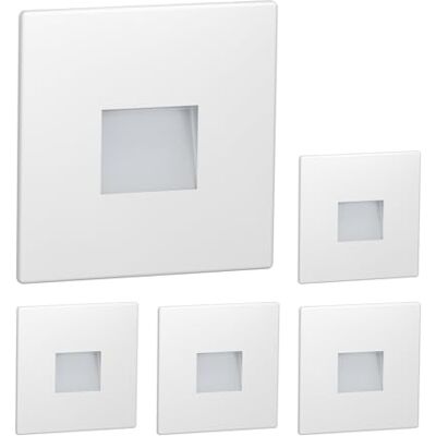 ledscom.de 5 stuks LED trapverlichting / wandlamp inbouw FOW voor binnen en buiten, downlight, vierkant, 85 x 85 mm, warm wit ledscom.de 5 stuks LED trapverlichting / wandlamp inbouw FOW voor binnen en buiten, downlight, vierkant, 85 x 85 mm, warm wit