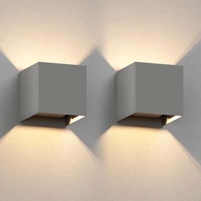 ledscom.de 2 CUBEL-wandlampen voor buiten, IP65, up and downlight, mat grijs, hoekig, 1 x G9 max. 10 W. ledscom.de 2 CUBEL-wandlampen voor buiten, IP65, up and downlight, mat grijs, hoekig, 1 x G9 max. 10 W.