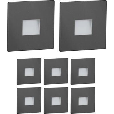 ledscom.de FOW 8 LED trapverlichting / wandinbouwlamp voor binnen en buiten, downlight, vierkant, antraciet, 85 x 85 mm, warm wit ledscom.de FOW 8 LED trapverlichting / wandinbouwlamp voor binnen en buiten, downlight, vierkant, antraciet, 85 x 85 mm, warm wit