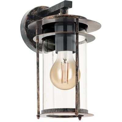 EGLO Buitenwandlamp Valdeo, 1-lichts buitenlamp, wandlamp van verzinkt staal, kleur: koperkleurig antiek, glas: helder, fitting: E27, IP44 EGLO Buitenwandlamp Valdeo, 1-lichts buitenlamp, wandlamp van verzinkt staal, kleur: koperkleurig antiek, glas: helder, fitting: E27, IP44