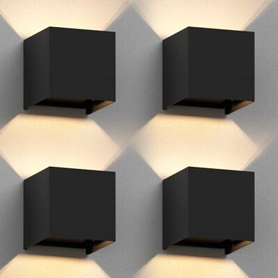 ledscom.de 4 stuks CUBEL wandlamp voor buiten, IP65, up-/downlight, mat zwart, hoekig, 1 x G9 max. 10 W. ledscom.de 4 stuks CUBEL wandlamp voor buiten, IP65, up-/downlight, mat zwart, hoekig, 1 x G9 max. 10 W.
