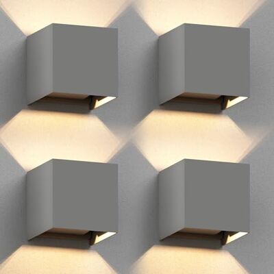 ledscom.de 4 stuks CUBEL wandlamp voor buiten, IP65, up and downlight, mat grijs, hoekig, 1 x G9 max. 10 W. ledscom.de 4 stuks CUBEL wandlamp voor buiten, IP65, up and downlight, mat grijs, hoekig, 1 x G9 max. 10 W.