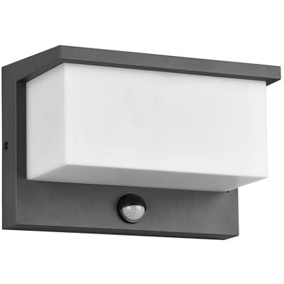 Trio Leuchten Nestos 240969142 led-wandlamp voor buiten, gegoten aluminium antraciet, witte kunststof lampenkap, 13 watt led, bewegingsmelder Trio Leuchten Nestos 240969142 led-wandlamp voor buiten, gegoten aluminium antraciet, witte kunststof lampenkap, 13 watt led, bewegingsmelder
