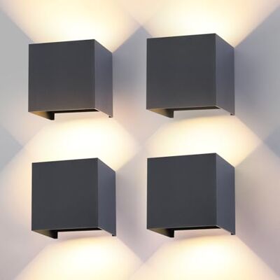 FUPE Wandlamp voor buiten, binnen, led, G9-lampen, vervangbaar, IP65, waterdicht, wandlamp, voor buiten, antraciet, 3000 K, warmwit, vierkant, aluminium, instelling van de verlichtingshoek FUPE Wandlamp voor buiten, binnen, led, G9-lampen, vervangbaar, IP65, waterdicht, wandlamp, voor buiten, antraciet, 3000 K, warmwit, vierkant, aluminium, instelling van de verlichtingshoek