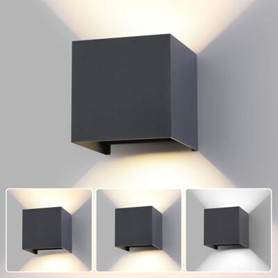 FUPE Led-wandlamp voor buiten, binnen, licht, verstelbaar, 3 kleuren, wandlamp, IP65, waterdicht, modern, antraciet, 15 W, vierkante aluminium wandlamp, instelling van de stralingshoek, 11 cm FUPE Led-wandlamp voor buiten, binnen, licht, verstelbaar, 3 kleuren, wandlamp, IP65, waterdicht, modern, antraciet, 15 W, vierkante aluminium wandlamp, instelling van de stralingshoek, 11 cm