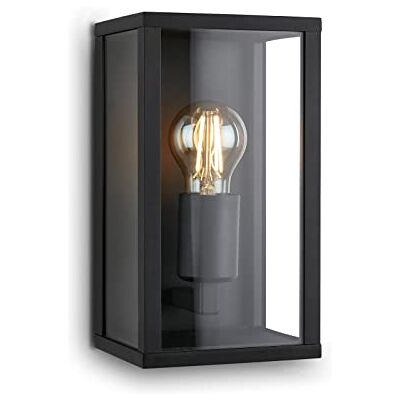Briloner Leuchten Buitenwandlamp van glas, IP44, E27, zwart, 260 x 140 x 135 mm (l x b x h) 3638-015 Briloner Leuchten Buitenwandlamp van glas, IP44, E27, zwart, 260 x 140 x 135 mm (l x b x h) 3638-015