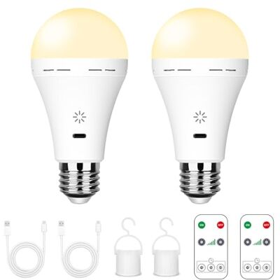 BOBOPAI USB-C-gloeilamp, oplaadbaar, met afstandsbediening, 12 W, led, accu, E27, touchscreen, dimbaar, met synchronisatiefunctie, voor buiten, camping, noodlamp met haak, 3000 k/2 stuks BOBOPAI USB-C-gloeilamp, oplaadbaar, met afstandsbediening, 12 W, led, accu, E27, touchscreen, dimbaar, met synchronisatiefunctie, voor buiten, camping, noodlamp met haak, 3000 k/2 stuks