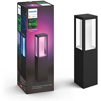 Philips Impress Sokkellamp Buitenlamp IP44 Duurzame LED Verlichting Wit en Gekleurd Licht Dimbaar Verbind met Hue Bridge Werkt met Alexa en Google Home Laag Zwart Philips Impress Sokkellamp Buitenlamp IP44 Duurzame LED Verlichting Wit en Gekleurd Licht Dimbaar Verbind met Hue Bridge Werkt met Alexa en Google Home Laag Zwart